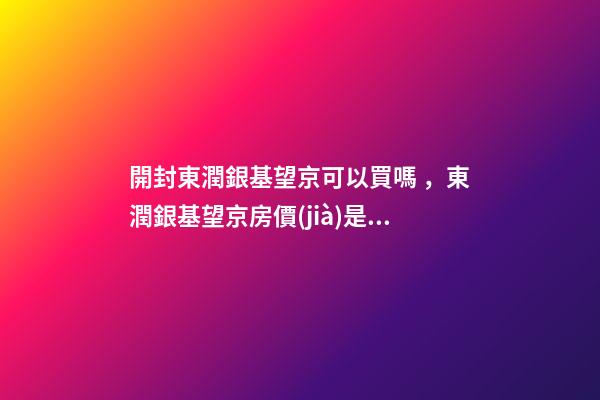 開封東潤銀基望京可以買嗎，東潤銀基望京房價(jià)是多少？